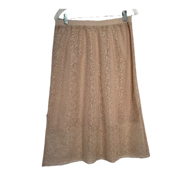 Garnet Hill midi floral lace skirt with elastic waistband size medium - Picture 7 of 14